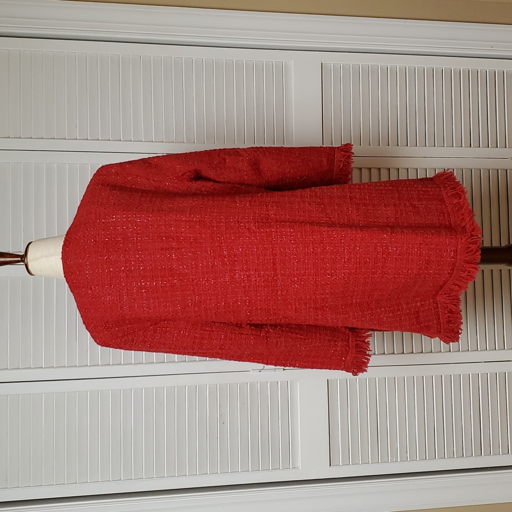 Vertigo Paris Red Tweed Fringe Dress Coat Size XL - Picture 4 of 11